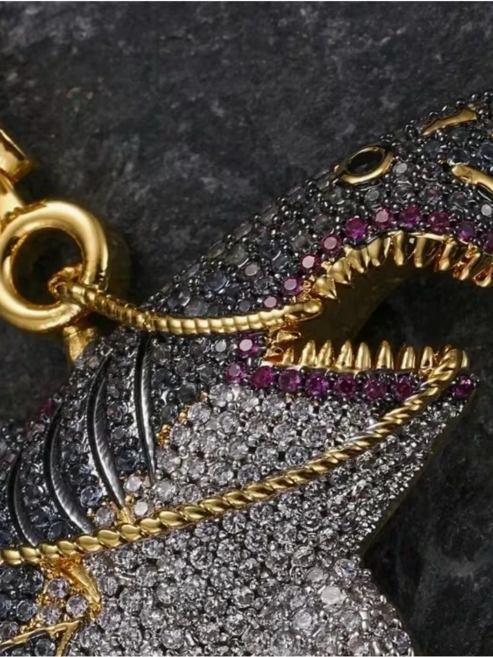 NWT Gold and Silver Shark Pendant Necklace - Fashion Jewelry, Statement Necklace